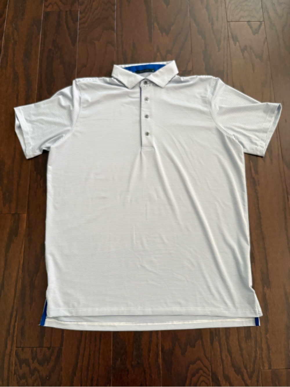 NEW Greyson Men's Light Blue/White Micro-Striped Performance Polo Sz Medium NWOT